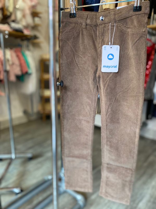 Pantalon marron/beige skinny à paillettes argentées