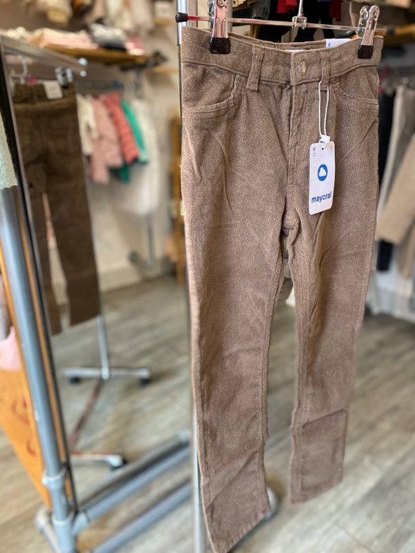 Pantalon marron/beige skinny à paillettes argentées