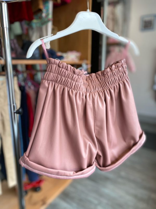 Short simili cuir rose April