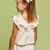 Ensemble écru pois dorés, short et blouse