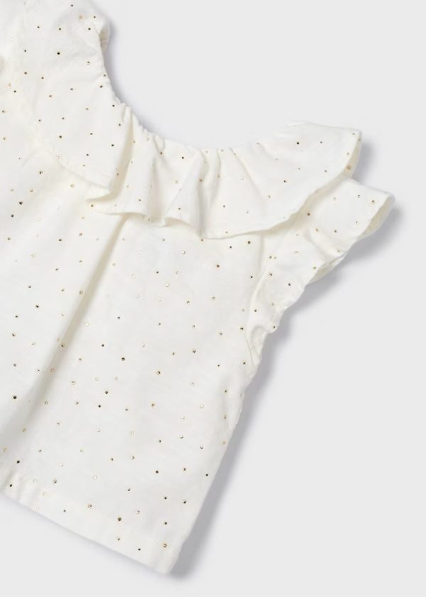 Ensemble écru pois dorés, short et blouse