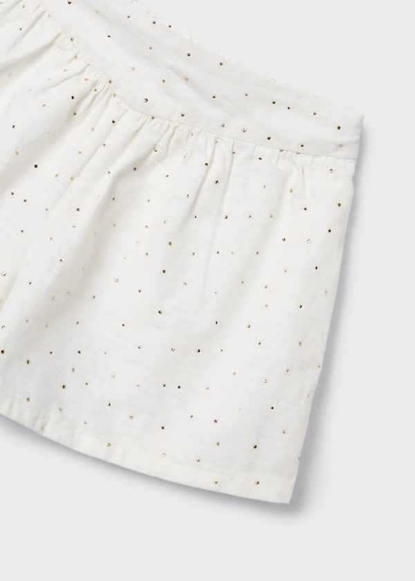 Ensemble écru pois dorés, short et blouse
