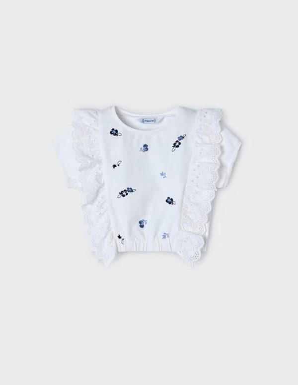 Haut blanc fleurs bleues Julie