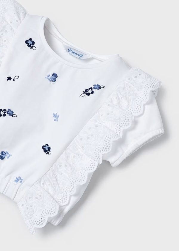 Haut blanc fleurs bleues Julie
