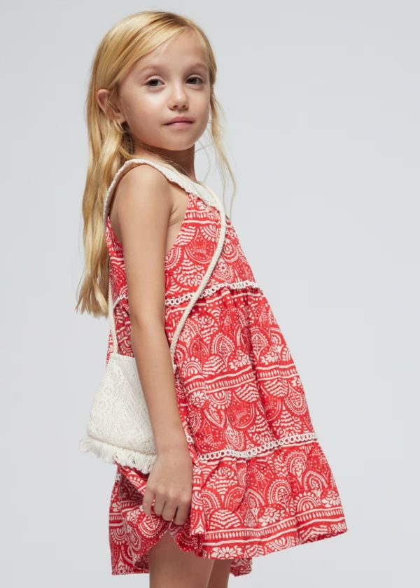 Robe rouge Agathe et son sac écru