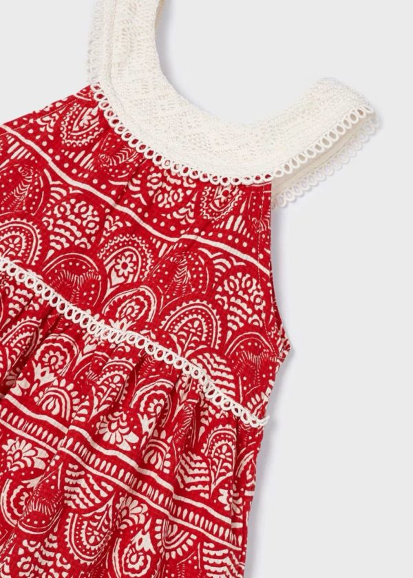 Robe rouge Agathe et son sac écru
