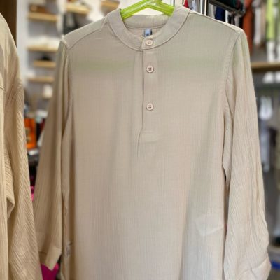 Chemise/blouse beige col rond