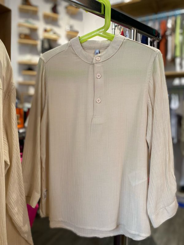 Chemise/blouse beige col rond
