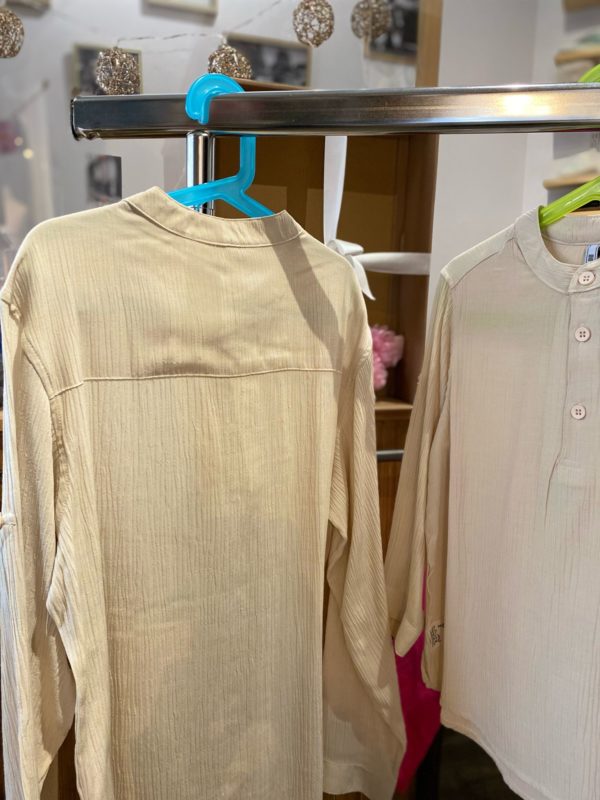 Chemise/blouse beige col rond