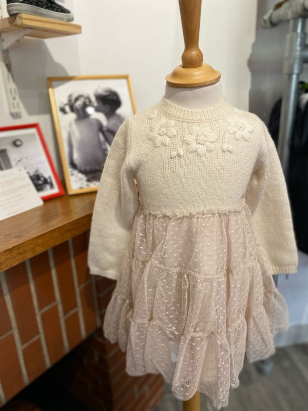 Robe Juliette tulle/pull beige à paillettes
