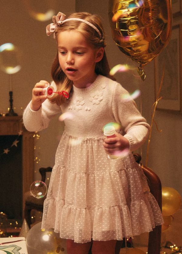 Robe Juliette tulle/pull beige à paillettes