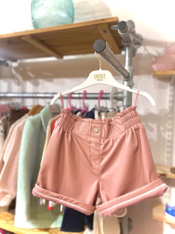 Short simili cuir rose April